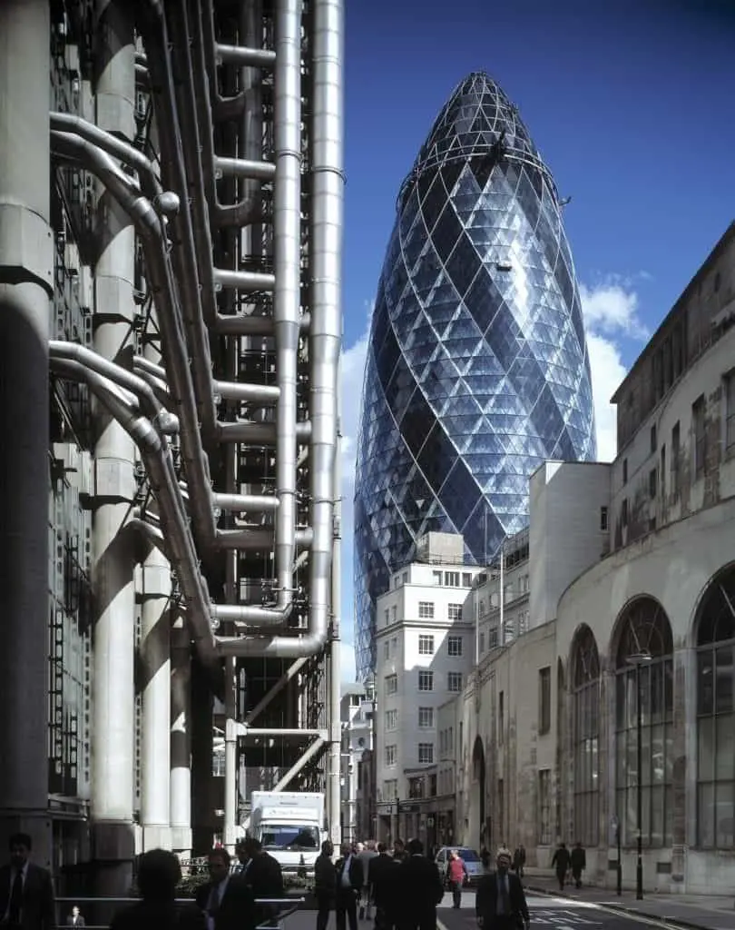Swiss Tower St Mary Axe Gherkin Swiss and the Lloyds Building