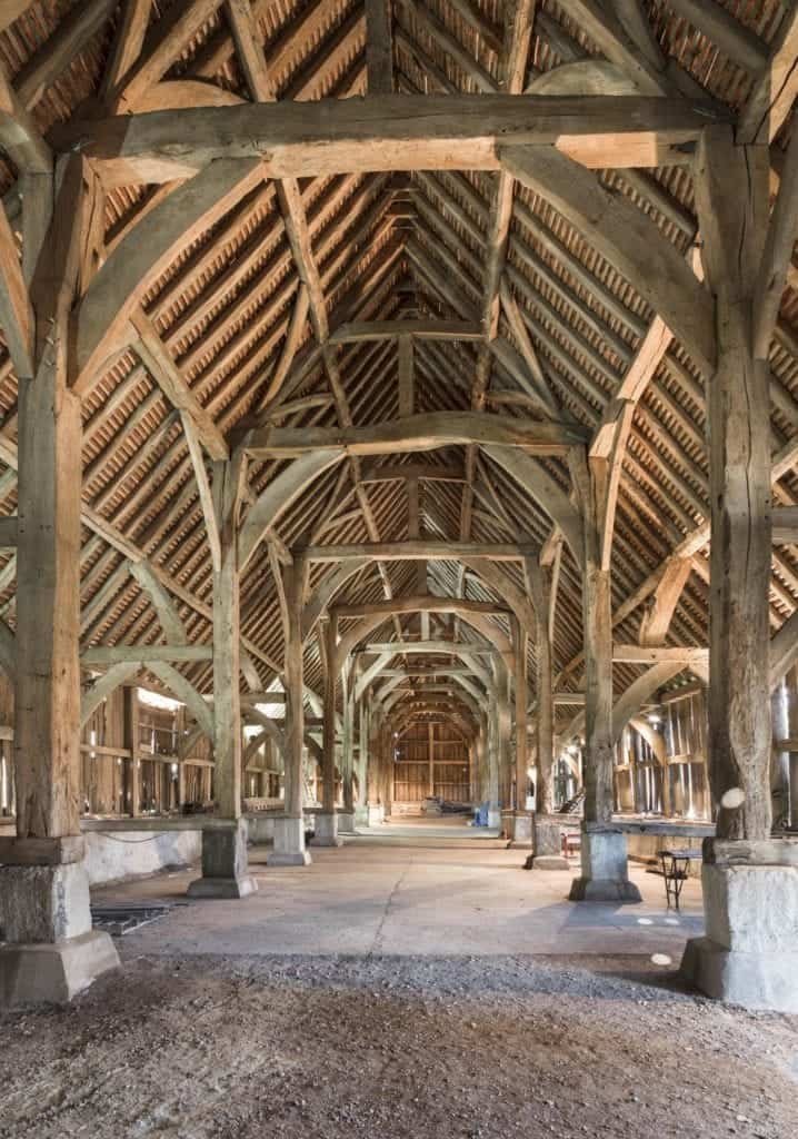 The Great Barn. Interior, view from south.